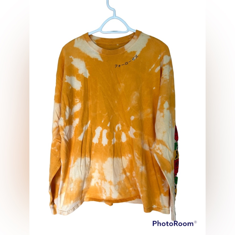 💚 Bleach Dyed/Ripple Junction Brand/Yellow Tee/Size XL